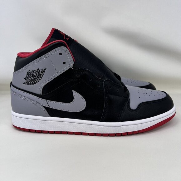 Nike Other - Nike Air Jordan 1 Mid Shoes Black Grey Red White Men’s Size 11.5